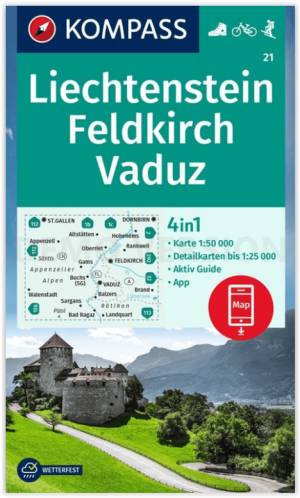 Wandelkaart 21 Liechtenstein- Feldkirch - Kompass