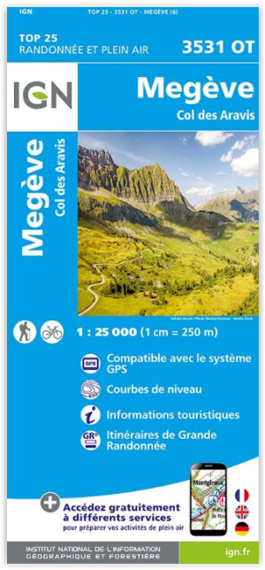 Wandelkaart 3531 OT Megève & Col des Aravis - IGN
