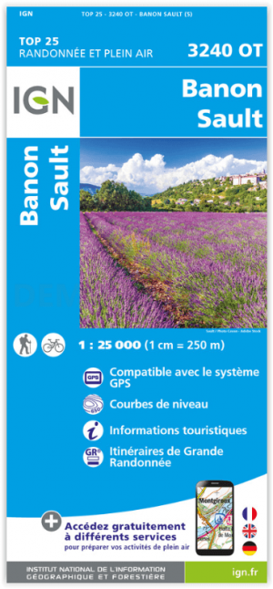 Wandelkaart 3240 OT Sault & Plateau de St-Christol - IGN