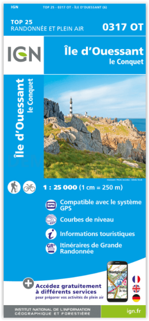 Wandelkaart 0317 OT Ile d'Ouessant & Le Conquet - IGN