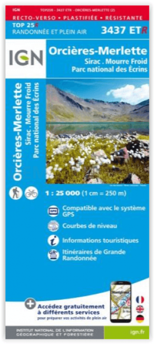 Wandelkaart 3437 ET(R) Orcières-Merlette & Sirac - IGN