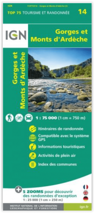 Wandelkaart TOP75 014 Gorges et Monts d'Ardêche - IGN
