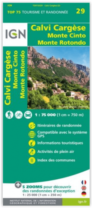 Wandelkaart TOP75 029 Calvi- Cargese Corsica - IGN