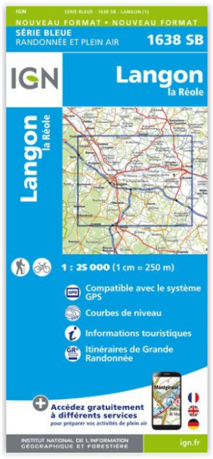 Wandelkaart 1638 SB Langon & La Réole - IGN