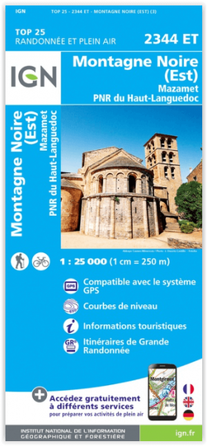 Wandelkaart 2344 ET Montagne Noire (Est) - Mazamet - IGN