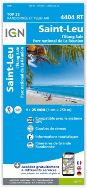 Wandelkaart 4404 RT St-Leu & L'Etang-Salé - Ile Réunion - IGN