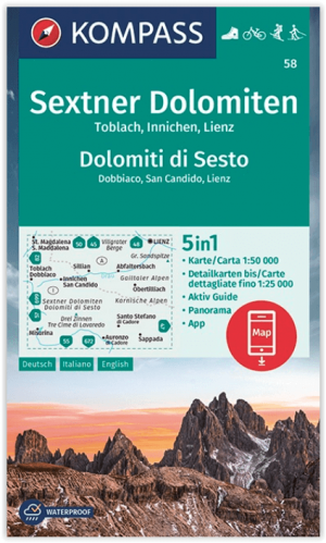 Wandelkaart 58 Sextner Dolomiten - Parco Nat. Tré Cime - Kompas