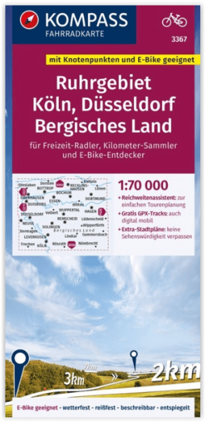 Fietskaart 3367 Ruhrgebied- Keulen & Düsseldorf - Kompass