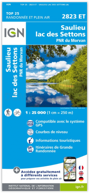 Wandelkaart 2823 ET Saulieu- Lac des Settons- PNR du Morvan - IGN