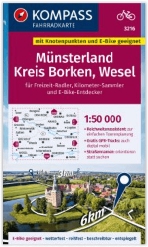Fietskaart 3216 Münsterland- Kreis Borken & Wese - Kompass
