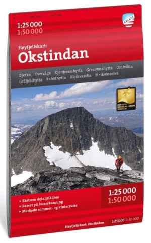 Wandelkaart Hoogalpinekaart 250 Okstindan Noorwegen - Calazo