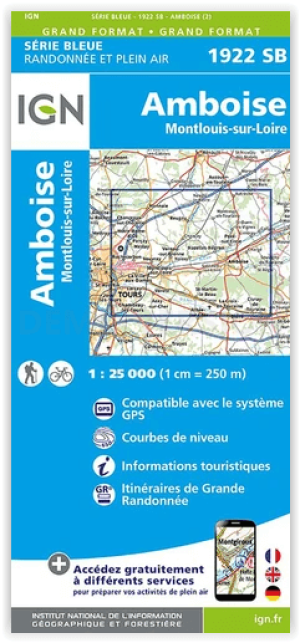 Wandelkaart 1922 SB Amboise & Montlouis-sur-Loire - IGN