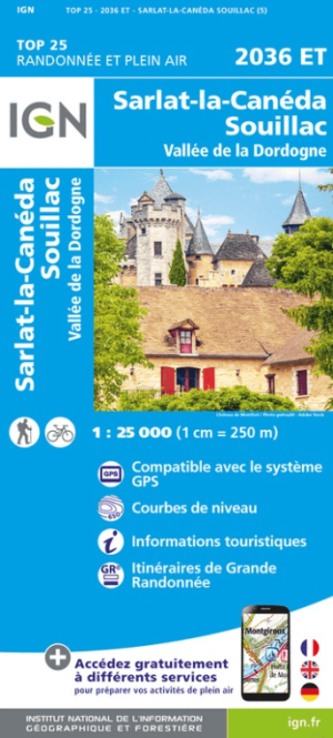 Wandelkaart 2036 ET Sarlat-la-Canéda & Souillac - IGN