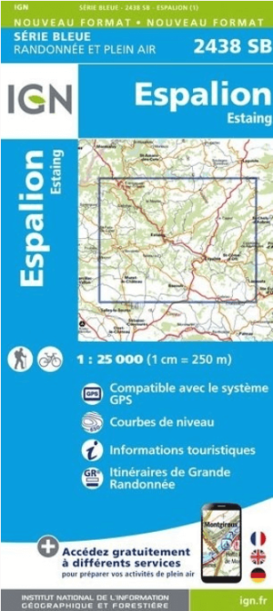 Wandelkaart 2438 SB Espalion & Estaing - IGN