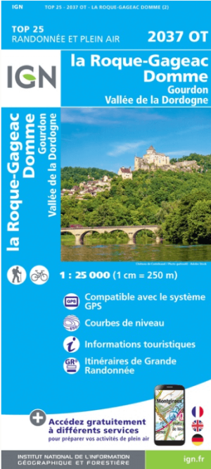Wandelkaart 2037 OT Roque-Gageac- Domme & Gourdon - IGN