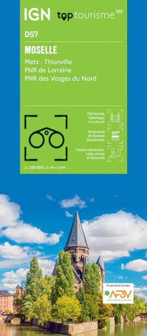Wandelkaart Fietskaart TOP100 D57 Moselle - IGN