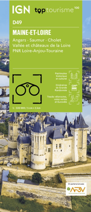 Wandelkaart Fietskaart TOP100 D49 Maine-et-Loire Pays-de-la-Loire - IGN