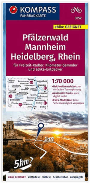 Fietskaart 3352 Pfälzerwald- Mannheim & Heidelberg - Kompass