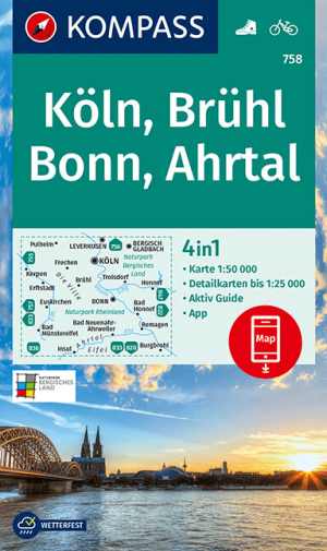 Wandelkaart 758 Köln, Brühl, Bonn & Ahrtal - Kompass