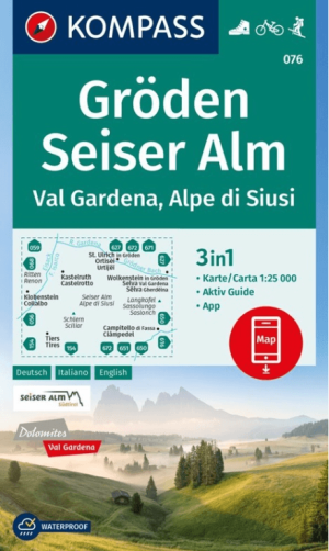 Wandelkaart 076 Gröden- Seiser Alm & Val Gardena - Kompass