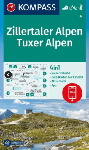 Wandelkaart 37 Zillertaler Alpen & Tuxer Alpen - Kompass