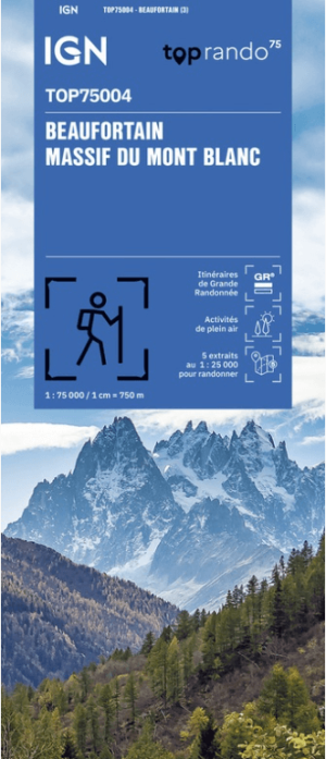 Wandelkaart TOP75004 Beaufortin Massif du Mont Blanc - IGN
