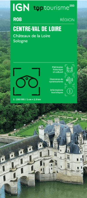 Landkaart Wegenkaart R08 Centre Val de Loire TOP250 - IGN