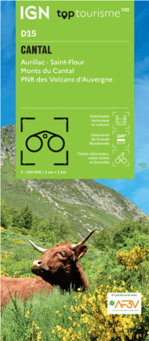 Wandelkaart Fietskaart D15 Cantal, Aurillac, St Flour - IGN