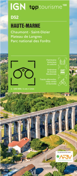 Wandelkaart Fietskaart D52 Haute-Marne Grand-Est - FFR