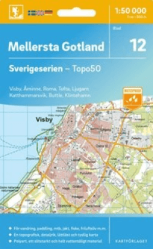 Wandelkaart 12 Sverigeserien Mellersta Gotland - Norstedts