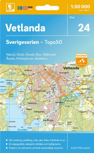 Wandelkaart 24 Sverigeserien Vetlanda - Norstedts