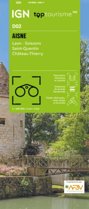 Wandelkaart Fietskaart TOP100 D02 Aisne - IGN