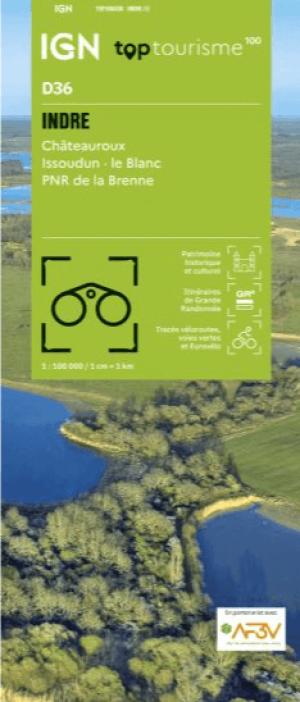Wandelkaart Fietskaart TOP100 D36 Indre - IGN