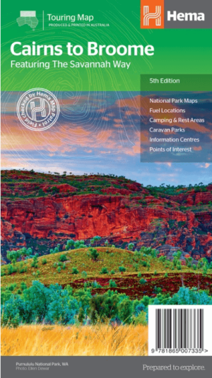 Landkaart Wegenkaart Savannah Way Cairns to Broome - Hema Maps