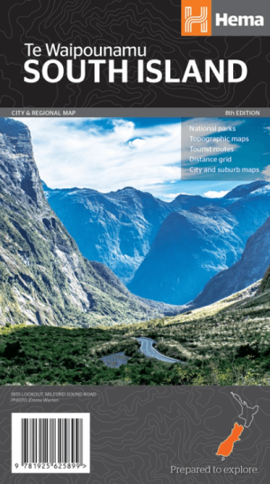 Landkaart Wegenkaart Nieuw-Zeeland Zuidereiland - Hema Maps