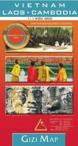 Landkaart Geografische Wegenkaart Vietnam- Laos & Cambodia - GIZI