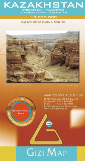 Landkaart Geografische Wegenkaart Kazachstan - GiziMaps
