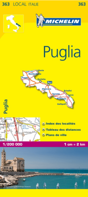 Landkaart Wegenkaart 363 Puglia Italië - Michelin
