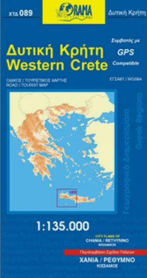 Landkaart Wegenkaart 089 Kreta West Griekenland - Orama Editions