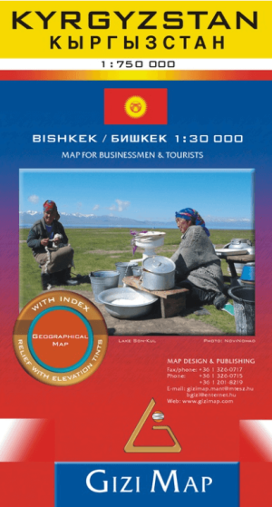 Landkaart Geografische Wegenkaart Kirgizië - GiziMaps