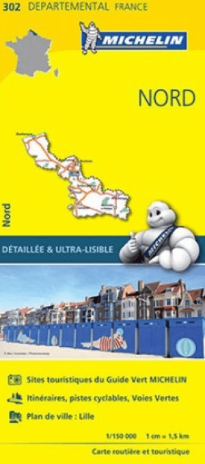 Landkaart Wegenkaart 302 Nord France - Michelin