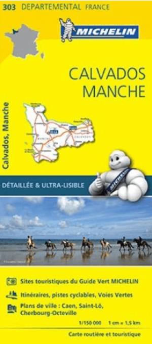 Landkaart Wegenkaart 303 Calvados & Manche Frankrijk - Michelin