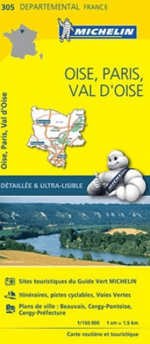 Landkaart Wegenkaart 305 Le Oise, Parijs & Val d'Oise - Michelin