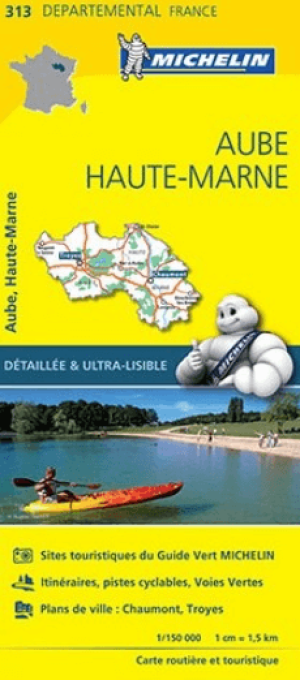 Landkaart Wegenkaart 313 Haute-Marne & Aube - Michelin