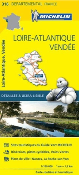 Landkaart Wegenkaart 316 Loire Atlantique & Vendée - Michelin