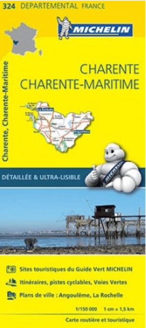 Landkaart Wegenkaart 324 Charente & Charente-Maritime - Michelin