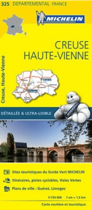 Landkaart Wegenkaart 325 Creuse & Haute-Vienne - Michelin