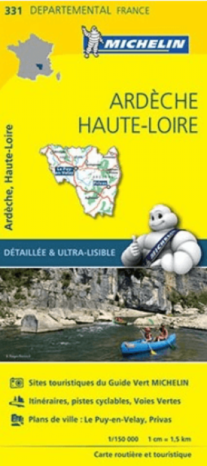 Landkaart Wegenkaart 331 Ardèche & Haute-Loire - Michelin