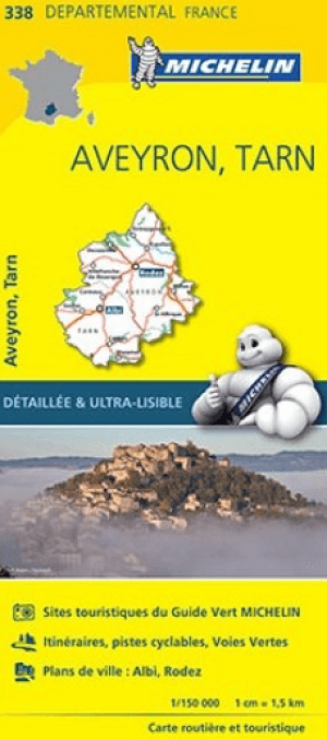 Landkaart Wegenkaart 338 Aveyron & Le Tarn - Michelin