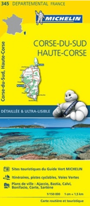 Landkaart Wegenkaart 345 Corse du Sud & Haute-Corse - Michelin